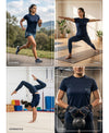 T.T. Women Dri-Fit Polyester Dot- Knit Fabric Round Neck Tees Navy
