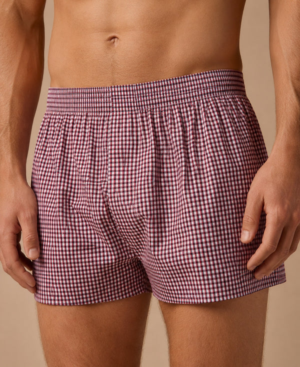 T.T. Men Checked Cotton Blend Boxer Short Pink