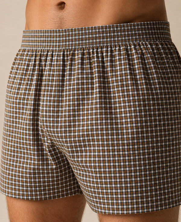 T.T. Men Checked Cotton Blend Boxer Short Pink,Green,Yellow