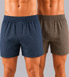 T.T. Men Checked Cotton Blend Boxer Short Navy,Yellow