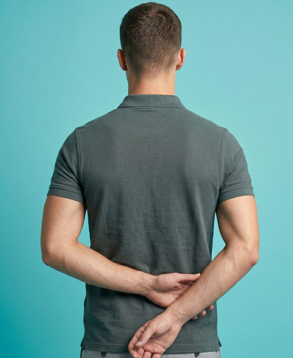 Hiflyers Men'S|Cotton Blend Pique Polo T-Shirt With Chest Pocket|Regular Fit Half Sleeve|Comfortable Smart Casual Wear|Steel Grey