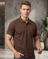 Hiflyers Men'S|Cotton Blend Pique Polo T-Shirt With Chest Pocket|Regular Fit Half Sleeve|Comfortable Smart Casual Wear|Coffee Brown