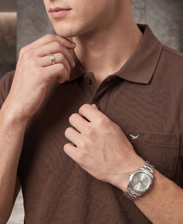 Hiflyers Men'S|Cotton Blend Pique Polo T-Shirt With Chest Pocket|Regular Fit Half Sleeve|Comfortable Smart Casual Wear|Coffee Brown