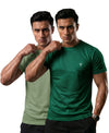 T.T. Men Dri-Fit Polyester Dot- Knit Fabric| Round Neck | Half Sleeve | Sweat-Wicking Gym & Active Wear Tees Pack Of 2 Light Green,Green