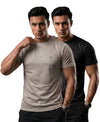 T.T. Men Dri-Fit Polyester Dot- Knit Fabric| Round Neck | Half Sleeve | Sweat-Wicking Gym & Active Wear Tees Pack Of 2 Light Grey,Black