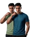 T.T. Men Dri-Fit Polyester Dot- Knit Fabric| Round Neck | Half Sleeve | Sweat-Wicking Gym & Active Wear Tees Pack Of 2 Light Green,Teal
