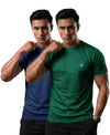 T.T. Men Dri-Fit Polyester Dot- Knit Fabric| Round Neck | Half Sleeve | Sweat-Wicking Gym & Active Wear Tees Pack Of 2 Blue,Green