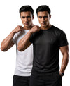 T.T. Men Dri-Fit Polyester Dot- Knit Fabric| Round Neck | Half Sleeve | Sweat-Wicking Gym & Active Wear Tees Pack Of 2 Black,White