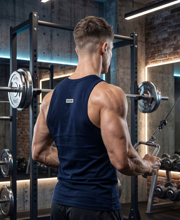 T.T. Men|Desire Premium Gym Vest|Pure Cotton|Rib Fabric|Moisture-Wicking, Breathable & Stretchable Sleeveless Undershirt| Ideal For Gym, Sports & Daily Wear|Pack Of 1|Navy