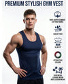 T.T. Men|Desire Premium Gym Vest|Pure Cotton|Rib Fabric|Moisture-Wicking, Breathable & Stretchable Sleeveless Undershirt| Ideal For Gym, Sports & Daily Wear|Pack Of 1|Navy