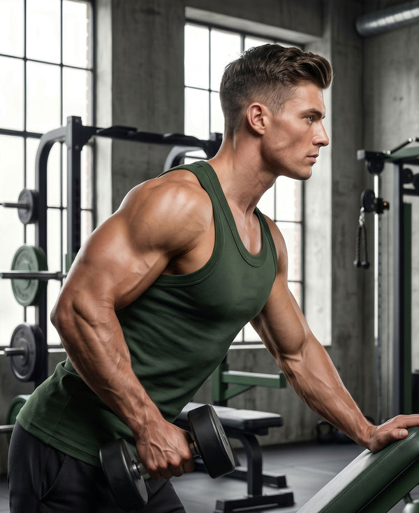 T.T. Men|Desire Premium Gym Vest|Pure Cotton|Rib Fabric|Moisture-Wicking, Breathable & Stretchable Sleeveless Undershirt| Ideal For Gym, Sports & Daily Wear|Pack Of 1|GreeN