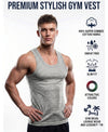 T.T. Men|Desire Premium Gym Vest|Pure Cotton|Rib Fabric|Moisture-Wicking, Breathable & Stretchable Sleeveless Undershirt| Ideal For Gym, Sports & Daily Wear|Pack Of 1|Grey Melange
