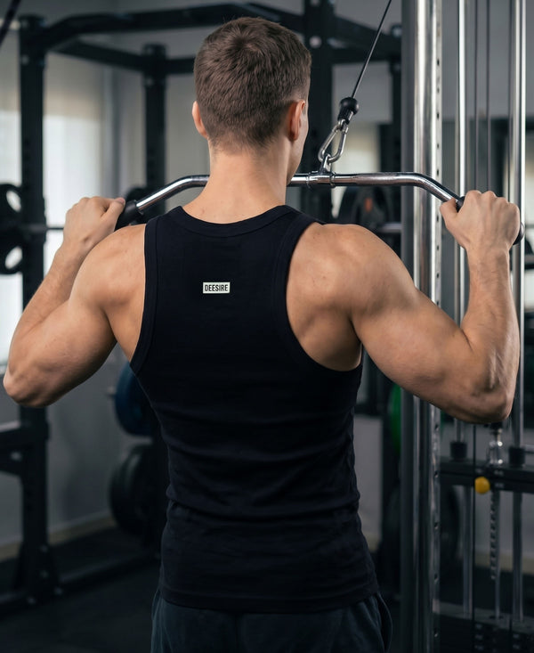 T.T. Men|Desire Premium Gym Vest|Pure Cotton|Rib Fabric|Moisture-Wicking, Breathable & Stretchable Sleeveless Undershirt| Ideal For Gym, Sports & Daily Wear|Pack Of 1|Black