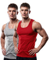 T.T. Men|Desire Premium Gym Vest|Pure Cotton|Rib Fabric|Moisture-Wicking, Breathable & Stretchable Sleeveless Undershirt| Ideal For Gym, Sports & Daily Wear|Pack Of 2|Red,Grey Melange