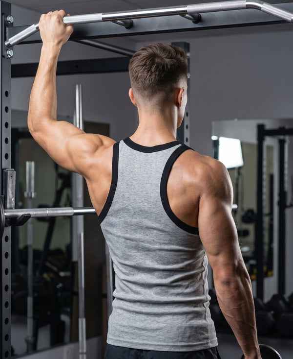 T.T. Men|Titanic Premium Gym Vest|Pure Cotton|Rib Fabric|Moisture-Wicking, Breathable & Stretchable Sleeveless Undershirt| Ideal For Gym, Sports & Daily Wear|Pack Of 2|Grey Melange,Navy
