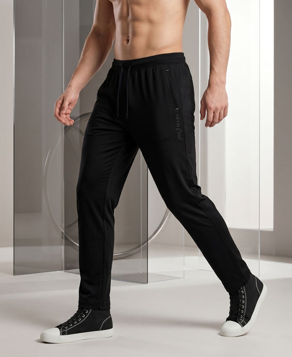 T.T. Men Regular Fit |Dri-Fit| Lightweight|Breathable| Wrinkle Resistent|Sports Track Pant|Ideal For Gym, Running, Lounge & Casual Wear -Black