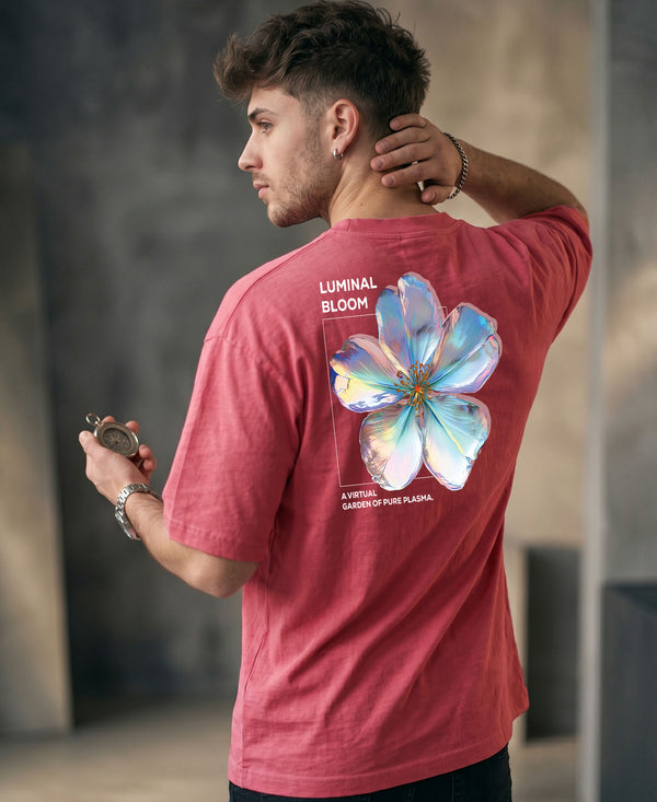 T.T. Men|Oversized Printed T-Shirt|Round Neck|Soft Breathable Cotton Fabric | Street , Casual & Outdoor Wear Tees|Big Print|Pink