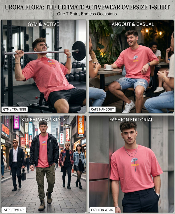 T.T. Men|Oversized Printed T-Shirt|Round Neck|Soft Breathable Cotton Fabric | Street , Casual & Outdoor Wear Tees|Big Print|Pink