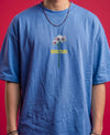 T.T. Men|Oversized Printed T-Shirt|Round Neck|Soft Breathable Cotton Fabric | Street , Casual & Outdoor Wear Tees|Big Print|Sky Blue
