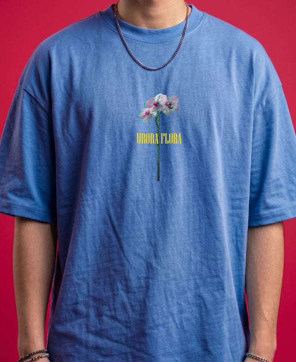 T.T. Men|Oversized Printed T-Shirt|Round Neck|Soft Breathable Cotton Fabric | Street , Casual & Outdoor Wear Tees|Big Print|Sky Blue