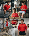 T.T. Men|Oversized Printed T-Shirt|Round Neck|Soft Breathable Cotton Fabric | Street , Casual & Outdoor Wear Tees|Big Print|Red