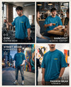 T.T. Men|Oversized Printed T-Shirt|Round Neck|Soft Breathable Cotton Fabric | Street , Casual & Outdoor Wear Tees|Big Print|Teal Blue