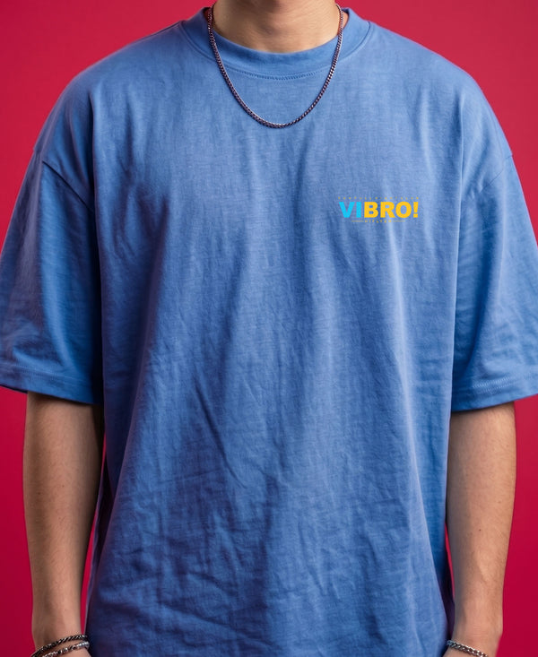 T.T. Men|Oversized Printed T-Shirt|Round Neck|Soft Breathable Cotton Fabric | Street , Casual & Outdoor Wear Tees|Big Print|Sky Blue