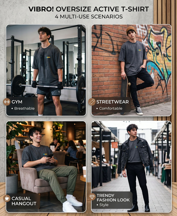 T.T. Men|Oversized Printed T-Shirt|Round Neck|Soft Breathable Cotton Fabric | Street , Casual & Outdoor Wear Tees|Big Print|Anthra Melange