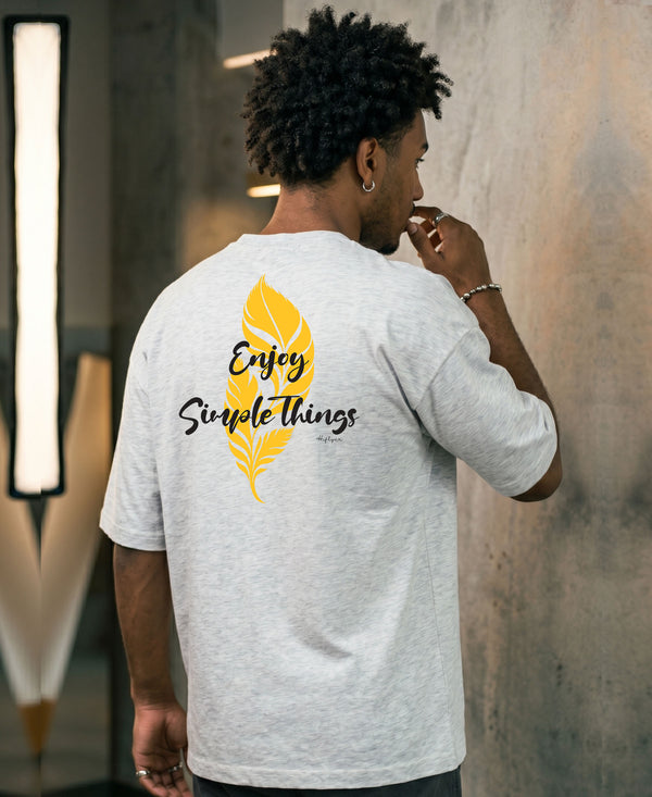 T.T. Men|Oversized Printed T-Shirt|Round Neck|Soft Breathable Cotton Fabric | Street , Casual & Outdoor Wear Tees|Big Print|Grey Melange