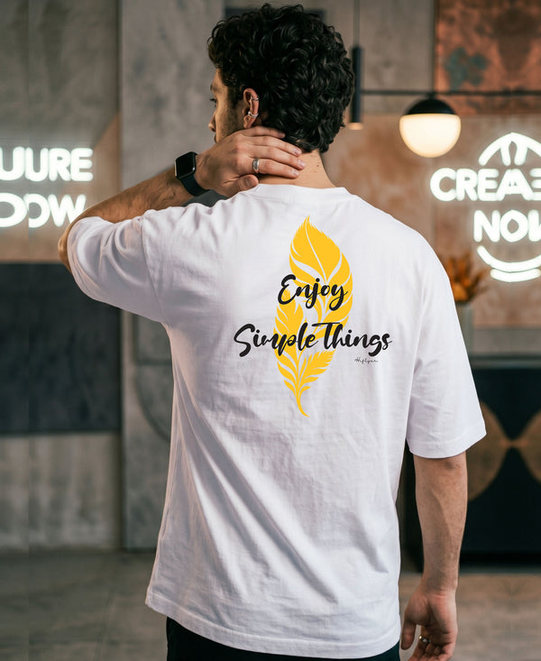 T.T. Men|Oversized Printed T-Shirt|Round Neck|Soft Breathable Cotton Fabric | Street , Casual & Outdoor Wear Tees|Big Print|White