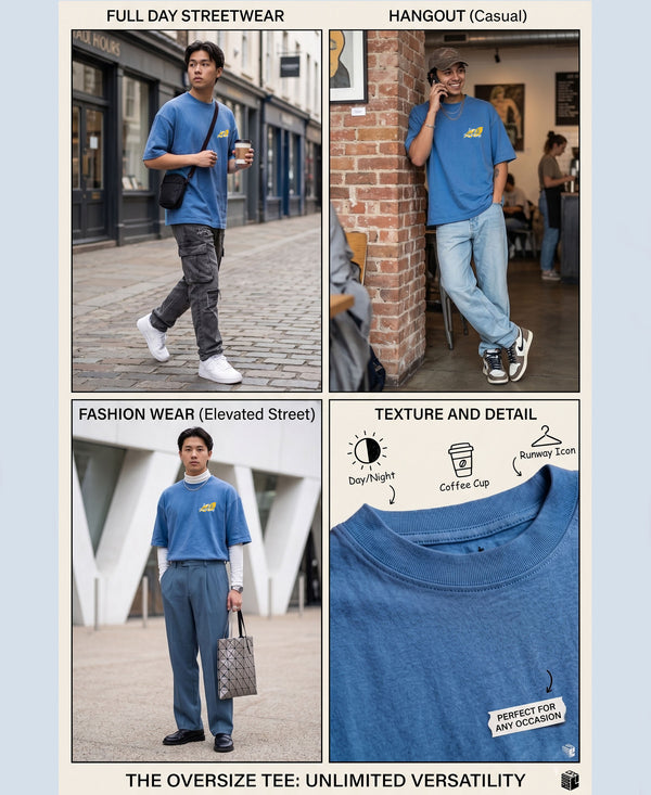 T.T. Men|Oversized Printed T-Shirt|Round Neck|Soft Breathable Cotton Fabric | Street , Casual & Outdoor Wear Tees|Big Print|Sky Blue