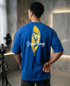 T.T. Men|Oversized Printed T-Shirt|Round Neck|Soft Breathable Cotton Fabric | Street , Casual & Outdoor Wear Tees|Big Print|Royal Blue
