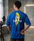 T.T. Men|Oversized Printed T-Shirt|Round Neck|Soft Breathable Cotton Fabric | Street , Casual & Outdoor Wear Tees|Big Print|Royal Blue