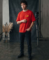 T.T. Men|Oversized Printed T-Shirt|Round Neck|Soft Breathable Cotton Fabric | Street , Casual & Outdoor Wear Tees|Big Print|Red