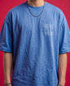 T.T. Men|Oversized Printed T-Shirt|Round Neck|Soft Breathable Cotton Fabric | Street , Casual & Outdoor Wear Tees|Big Print|Sky Blue