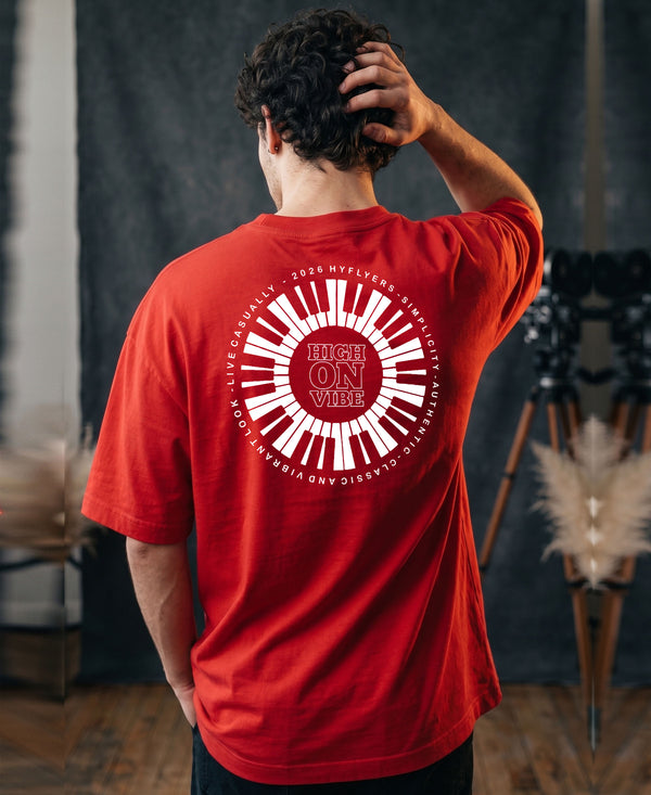 T.T. Men|Oversized Printed T-Shirt|Round Neck|Soft Breathable Cotton Fabric | Street , Casual & Outdoor Wear Tees|Big Print|Red