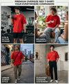 T.T. Men|Oversized Printed T-Shirt|Round Neck|Soft Breathable Cotton Fabric | Street , Casual & Outdoor Wear Tees|Big Print|Red