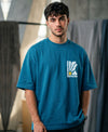T.T. Men|Oversized Printed T-Shirt|Round Neck|Soft Breathable Cotton Fabric | Street , Casual & Outdoor Wear Tees|Big Print|Teal Blue