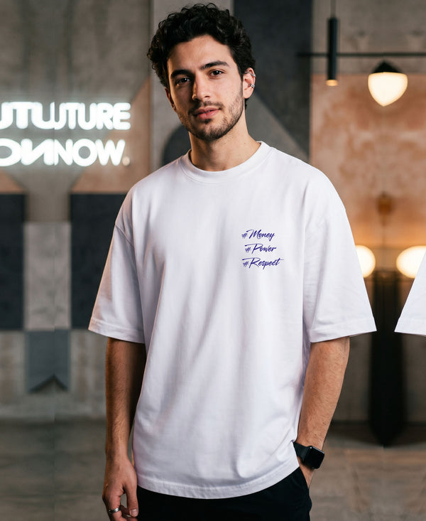T.T. Men|Oversized Printed T-Shirt|Round Neck|Soft Breathable Cotton Fabric | Street , Casual & Outdoor Wear Tees|Big Print|White