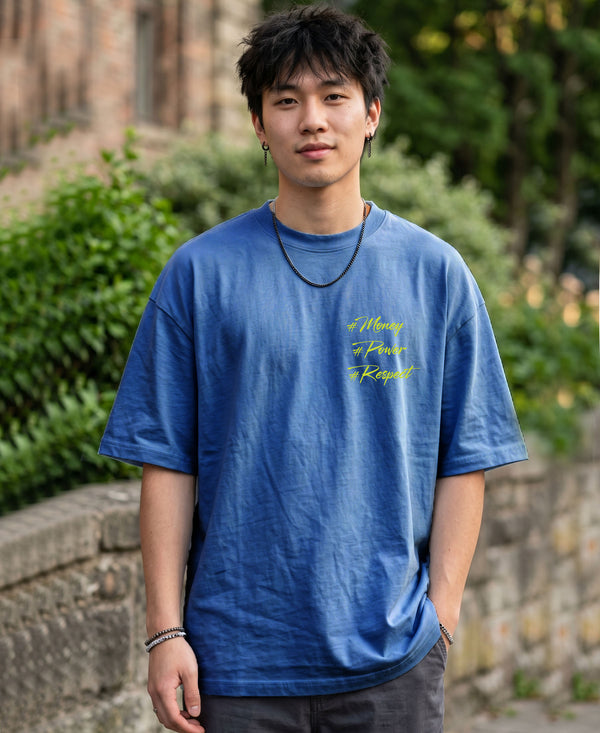 T.T. Men|Oversized Printed T-Shirt|Round Neck|Soft Breathable Cotton Fabric | Street , Casual & Outdoor Wear Tees|Big Print|Sky Blue