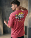 T.T. Men|Oversized Printed T-Shirt|Round Neck|Soft Breathable Cotton Fabric | Street , Casual & Outdoor Wear Tees|Big Print|Pink