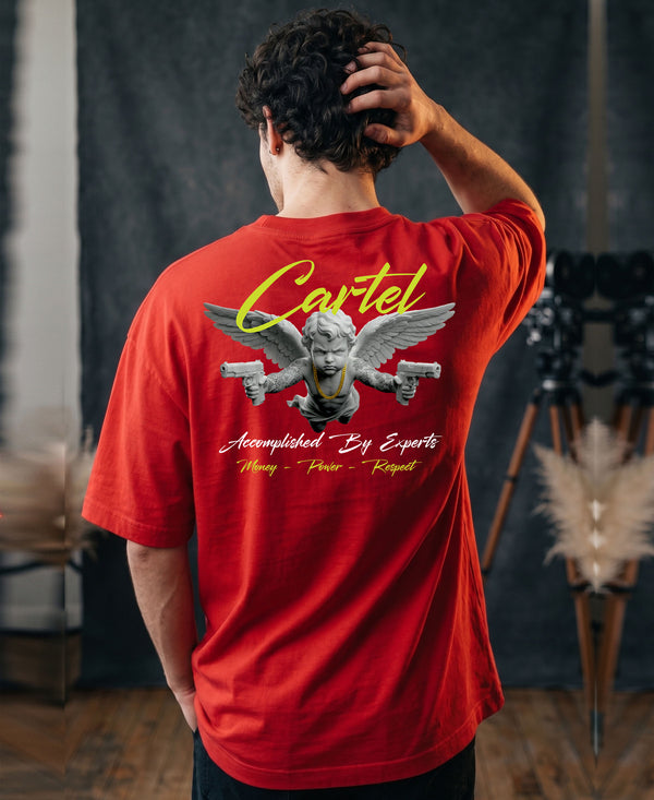 T.T. Men|Oversized Printed T-Shirt|Round Neck|Soft Breathable Cotton Fabric | Street , Casual & Outdoor Wear Tees|Big Print|Red