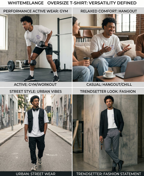 T.T. Men|Oversized Printed T-Shirt|Round Neck|Soft Breathable Cotton Fabric | Street , Casual & Outdoor Wear Tees|Big Print|Grey Melange
