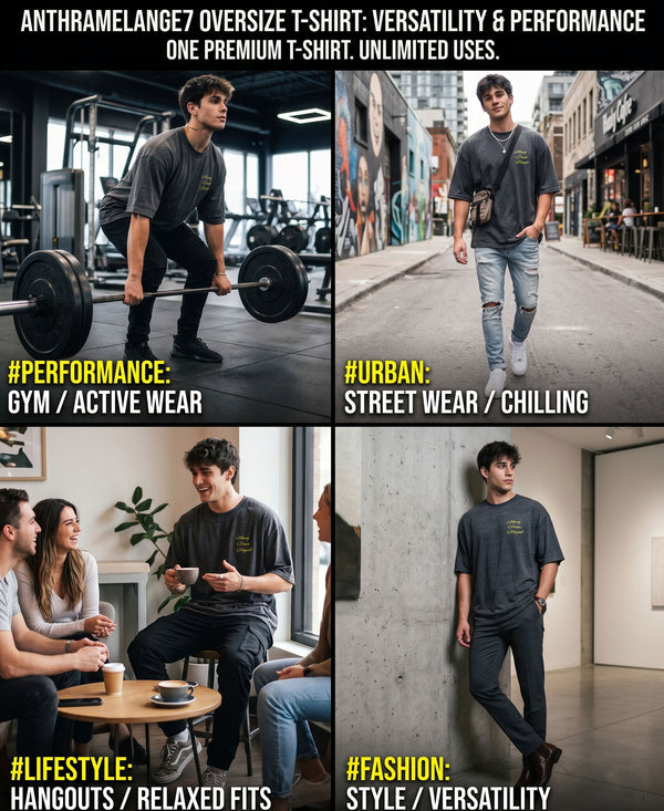 T.T. Men|Oversized Printed T-Shirt|Round Neck|Soft Breathable Cotton Fabric | Street , Casual & Outdoor Wear Tees|Big Print|Anthra Melange|-S