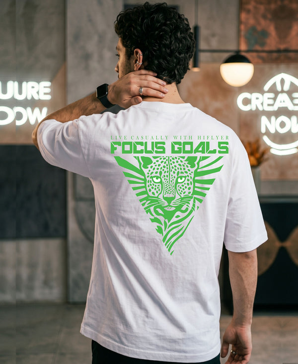 T.T. Men|Oversized Printed T-Shirt|Round Neck|Soft Breathable Cotton Fabric | Street , Casual & Outdoor Wear Tees|Big Print|White