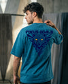T.T. Men|Oversized Printed T-Shirt|Round Neck|Soft Breathable Cotton Fabric | Street , Casual & Outdoor Wear Tees|Big Print|Teal Blue