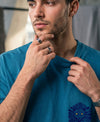 T.T. Men|Oversized Printed T-Shirt|Round Neck|Soft Breathable Cotton Fabric | Street , Casual & Outdoor Wear Tees|Big Print|Teal Blue