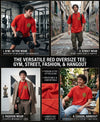 T.T. Men|Oversized Printed T-Shirt|Round Neck|Soft Breathable Cotton Fabric | Street , Casual & Outdoor Wear Tees|Big Print|Red