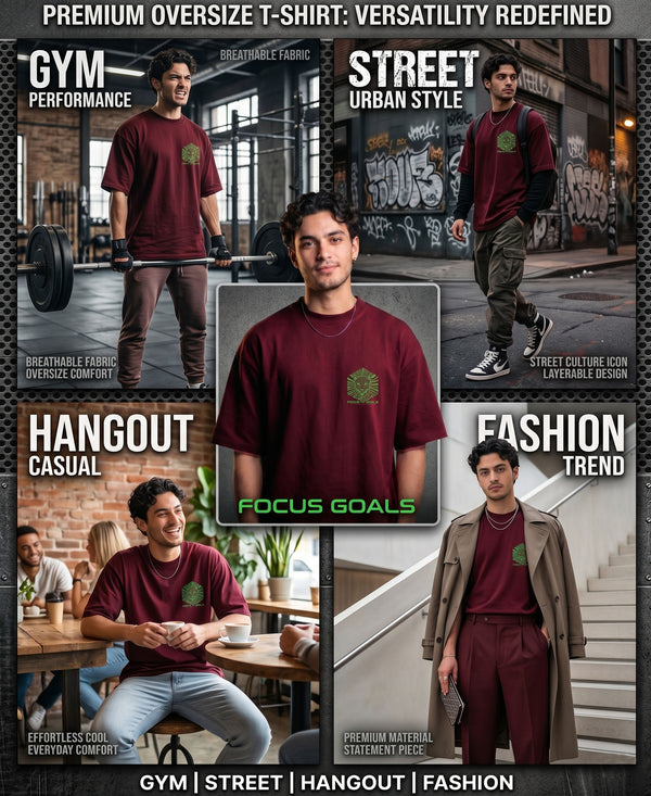 T.T. Men|Oversized Printed T-Shirt|Round Neck|Soft Breathable Cotton Fabric | Street , Casual & Outdoor Wear Tees|Big Print|Maroon