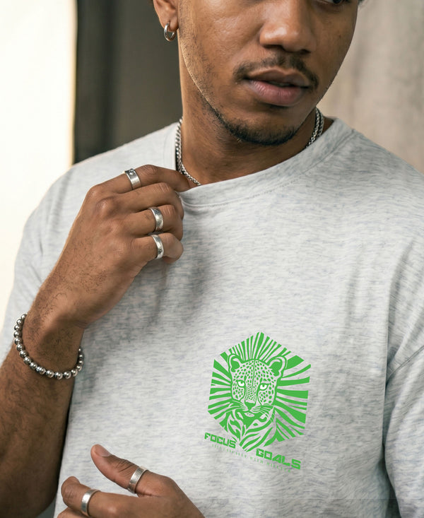 T.T. Men|Oversized Printed T-Shirt|Round Neck|Soft Breathable Cotton Fabric | Street , Casual & Outdoor Wear Tees|Big Print|Grey Melange